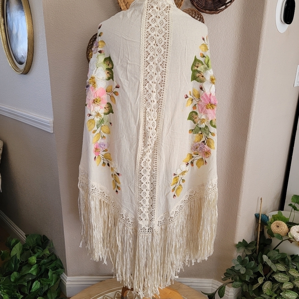 Vintage Ana Rosa Hand Painted Shawl